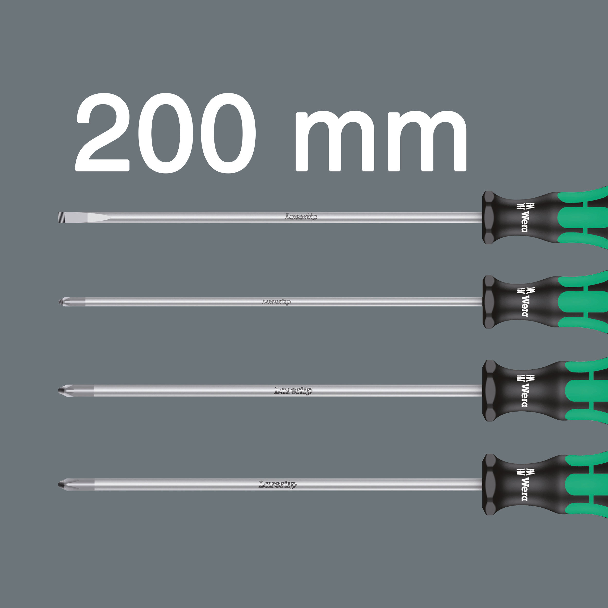 Wera 335/350/355/4 Screwdriver Set Kraftform Plus 200mm Long Blades, 4 pieces - Image 2