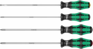Wera 335/350/355/4 Screwdriver Set Kraftform Plus 200mm Long Blades, 4 pieces