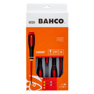 BahcoFit VDE Insulated Slotted and Pozidriv Screwdriver Set with Multi-Component Handle - Boxed